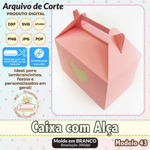 Arquivo de Corte Silhouette Caixa com Alça Modelo 43