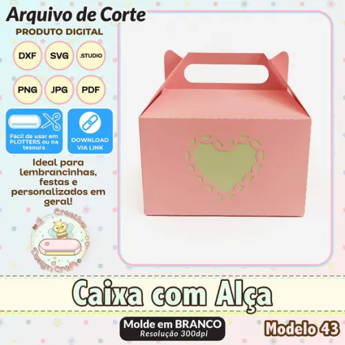 Arquivo de Corte Silhouette Caixa com Alça Modelo 43