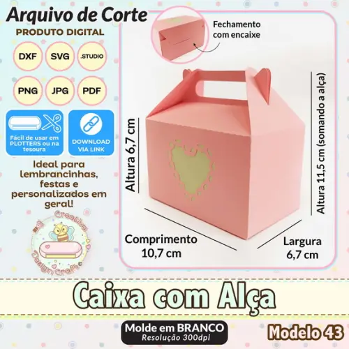 Arquivo de Corte Silhouette Caixa com Alça Modelo 43