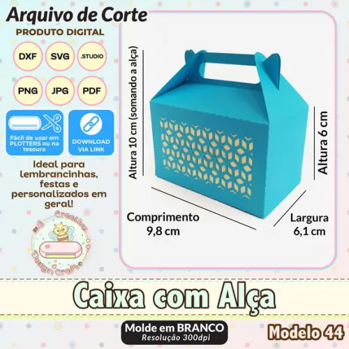 Arquivo de Corte Silhouette Caixa com Alça Modelo 44