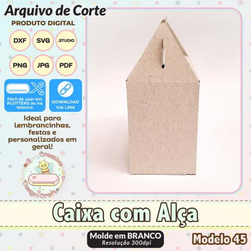 Arquivo de Corte Silhouette Caixa com Alça Modelo 45