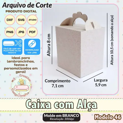 Arquivo de Corte Silhouette Caixa com Alça Modelo 46