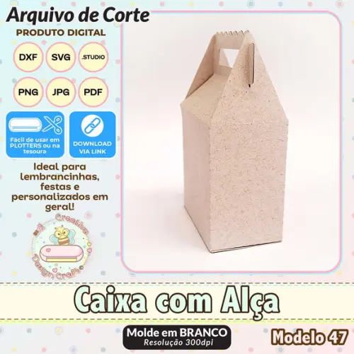 Arquivo de Corte Silhouette Caixa com Alça Modelo 47