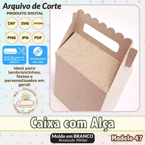 Arquivo de Corte Silhouette Caixa com Alça Modelo 47