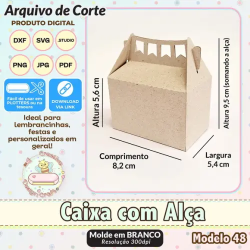 Arquivo de Corte Silhouette Caixa com Alça Modelo 48