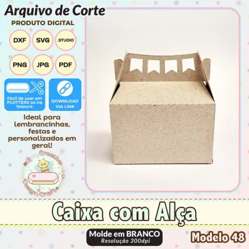 Arquivo de Corte Silhouette Caixa com Alça Modelo 48