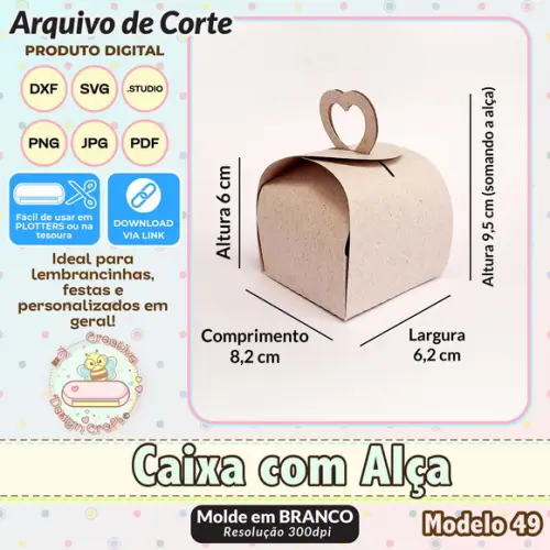 Arquivo de Corte Silhouette Caixa com Alça Modelo 49