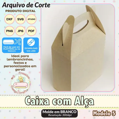 Arquivo de Corte Silhouette Caixa com Alça Modelo 5