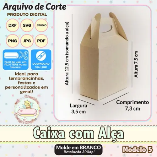 Arquivo de Corte Silhouette Caixa com Alça Modelo 5