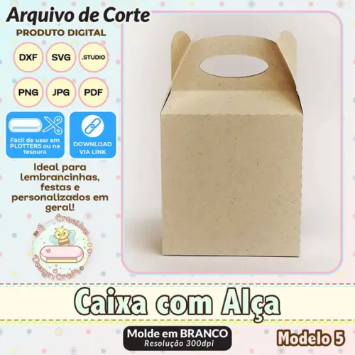 Arquivo de Corte Silhouette Caixa com Alça Modelo 5
