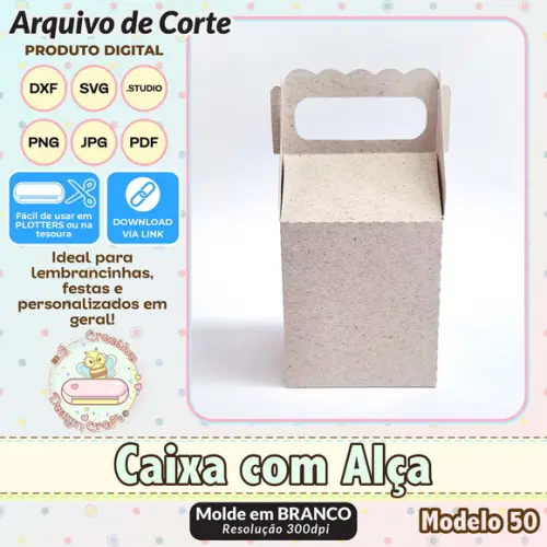 Arquivo de Corte Silhouette Caixa com Alça Modelo 50