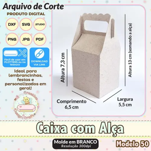 Arquivo de Corte Silhouette Caixa com Alça Modelo 50