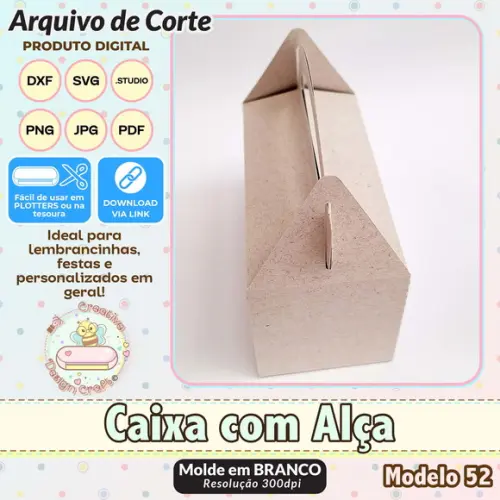 Arquivo de Corte Silhouette Caixa com Alça Modelo 52