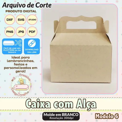 Arquivo de Corte Silhouette Caixa com Alça Modelo 6