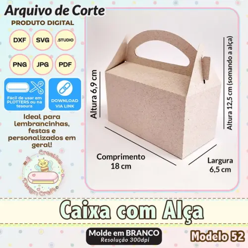 Arquivo de Corte Silhouette Caixa com Alça Modelo 52