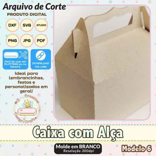 Arquivo de Corte Silhouette Caixa com Alça Modelo 6