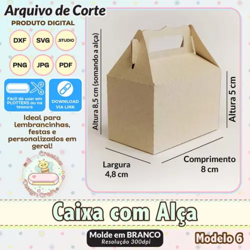 Arquivo de Corte Silhouette Caixa com Alça Modelo 6