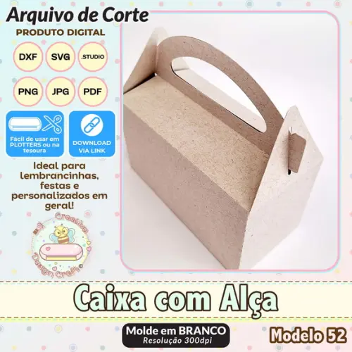 Arquivo de Corte Silhouette Caixa com Alça Modelo 52