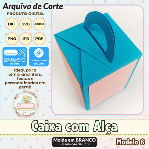 Arquivo de Corte Silhouette Caixa com Alça Modelo 8