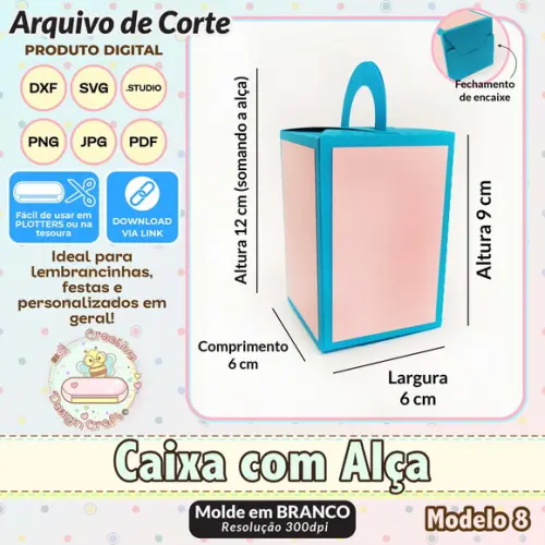 Arquivo de Corte Silhouette Caixa com Alça Modelo 8