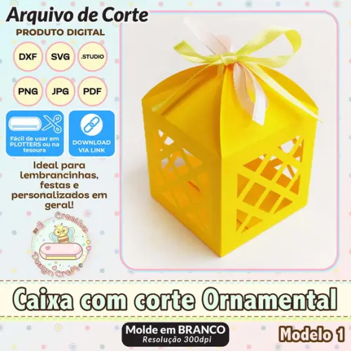 Arquivo de Corte Silhouette Caixa com Corte Ornamental 1