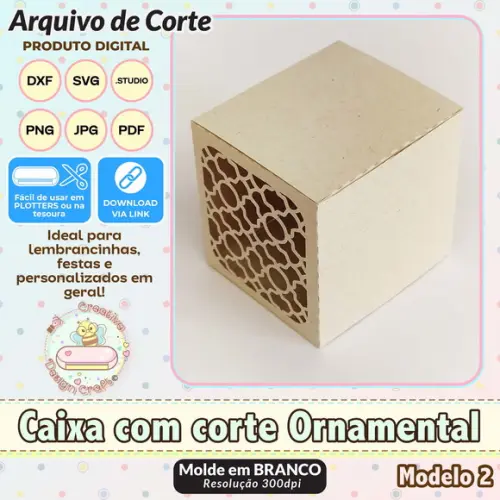 Arquivo de Corte Silhouette Caixa com Corte Ornamental 2