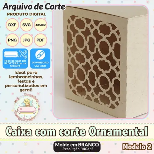 Arquivo de Corte Silhouette Caixa com Corte Ornamental 2