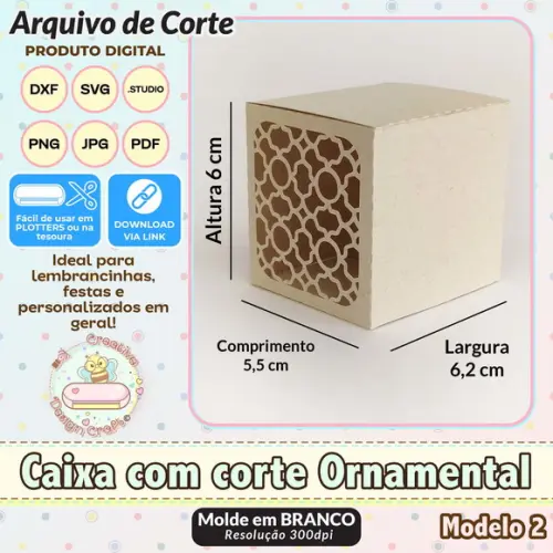 Arquivo de Corte Silhouette Caixa com Corte Ornamental 2