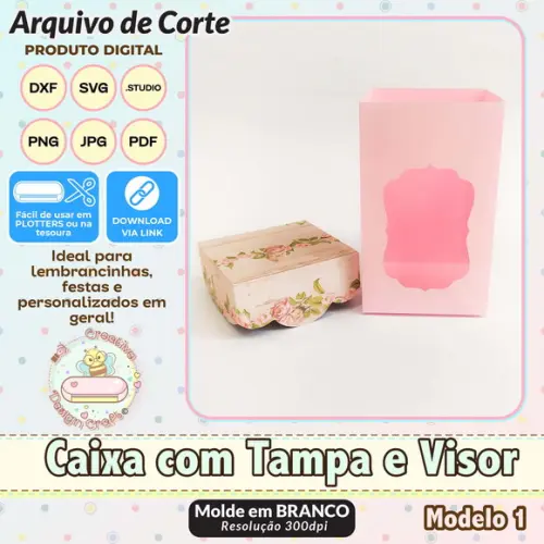 Arquivo de Corte Silhouette Caixa com Tampa e Visor Modelo 1