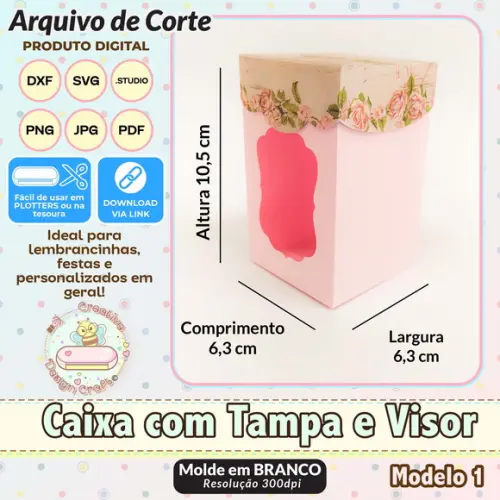 Arquivo de Corte Silhouette Caixa com Tampa e Visor Modelo 1