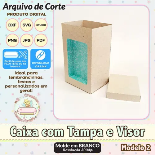 Arquivo de Corte Silhouette Caixa com Tampa e Visor Modelo 2
