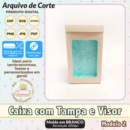 Arquivo de Corte Silhouette Caixa com Tampa e Visor Modelo 2