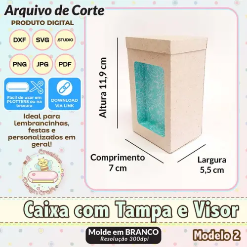 Arquivo de Corte Silhouette Caixa com Tampa e Visor Modelo 2