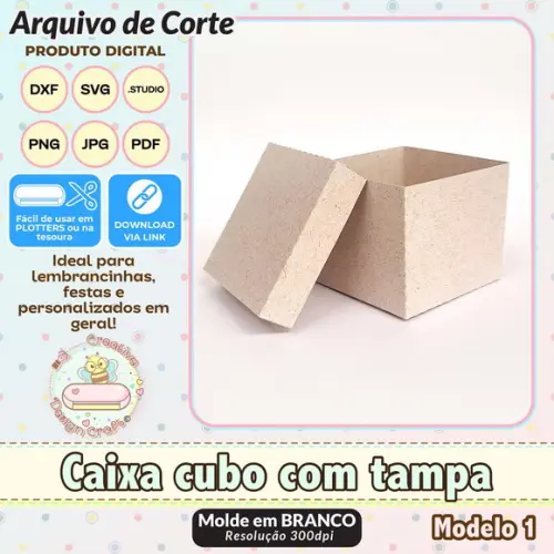 Arquivo de Corte Silhouette Caixa Cubo com Tampa Modelo 1