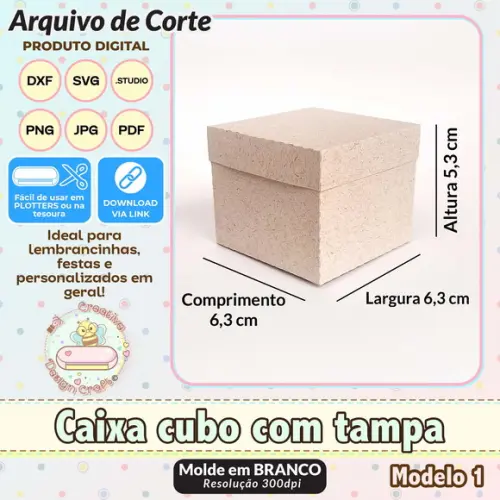 Arquivo de Corte Silhouette Caixa Cubo com Tampa Modelo 1