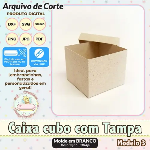 Arquivo de Corte Silhouette Caixa Cubo com Tampa Modelo 3