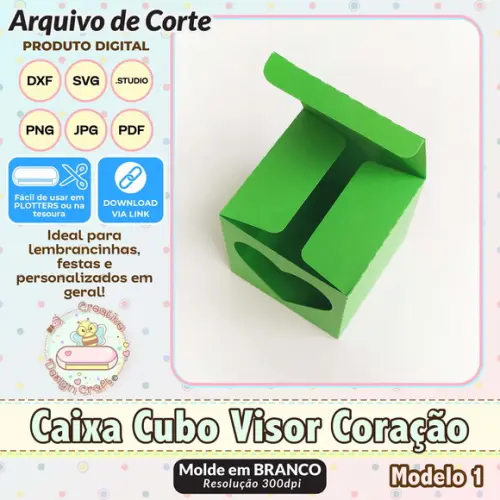 Arquivo de Corte Silhouette Caixa Cubo Visor Coração