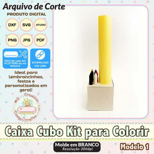 Arquivo de Corte Silhouette Caixa Cubo Kit para Colorir