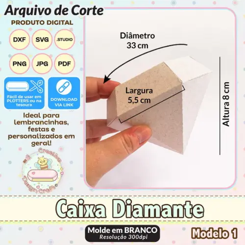 Arquivo de Corte Silhouette Caixa Diamante Modelo 1