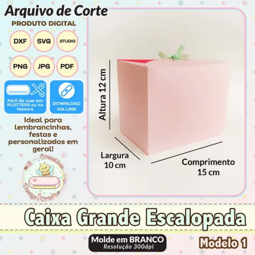 Arquivo de Corte Silhouette Caixa Escalopada Grande Modelo 1