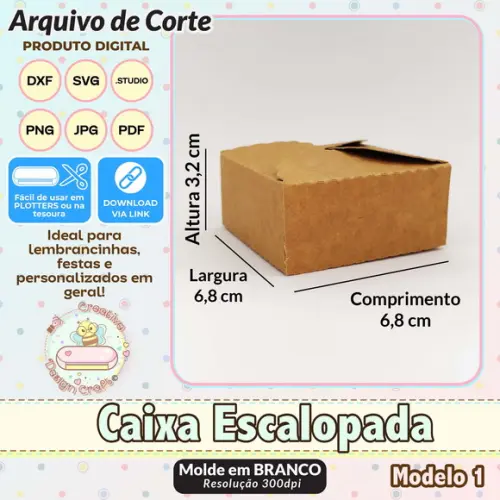Arquivo de Corte Silhouette Caixa Escalopada Modelo 1