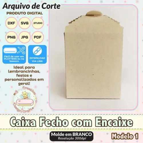 Arquivo de Corte Silhouette Caixa Fecho com Encaixe Modelo 1