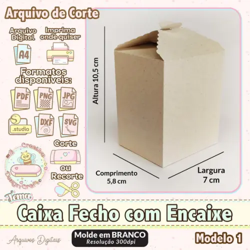 Arquivo de Corte Silhouette Caixa Fecho com Encaixe Modelo 1