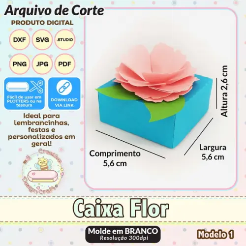 Arquivo de Corte Silhouette Caixa Flor Modelo 1