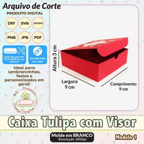 Arquivo de Corte Silhouette Caixa Flor Tulipa com Visor