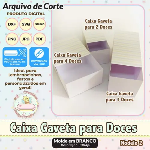 Arquivo de Corte Silhouette Caixa Gaveta para Doces Modelo 2