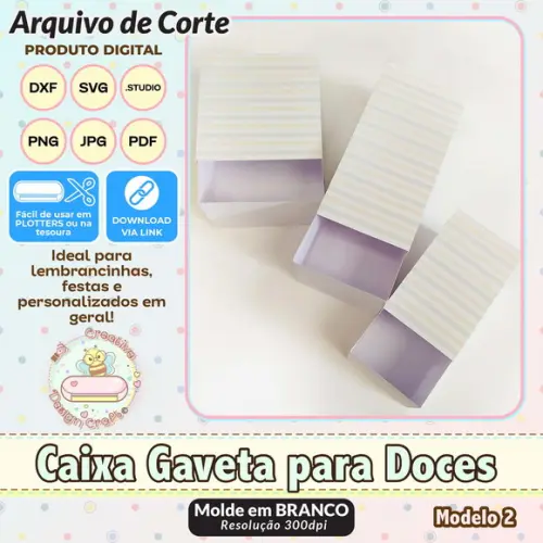 Arquivo de Corte Silhouette Caixa Gaveta para Doces Modelo 2