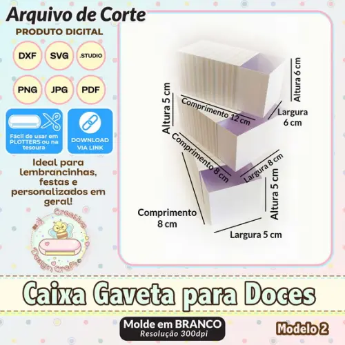 Arquivo de Corte Silhouette Caixa Gaveta para Doces Modelo 2