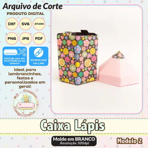 Arquivo de Corte Silhouette Caixa Lápis Modelo 2