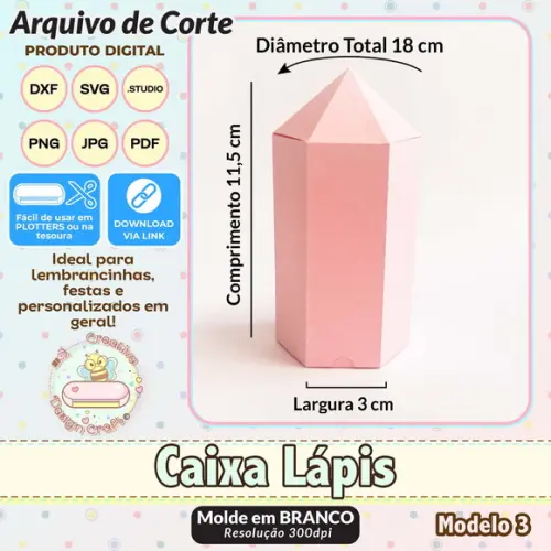 Arquivo de Corte Silhouette Caixa Lápis Modelo 3